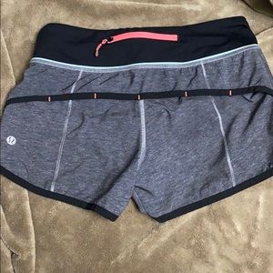 Grey LuluLemon Speed Up shorts. 2.5 inch inseam.